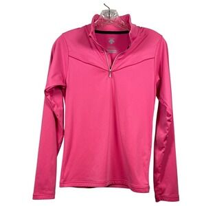 DESCENTE Girls Ski Performance Base Layer, 1/4 Zip, Hot Pink, Size Juniors 14